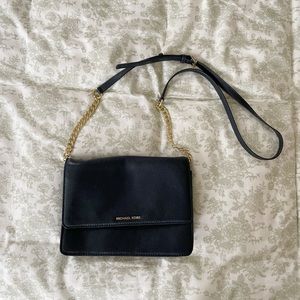 Michael Kors pebbled leather dark blue crossbody